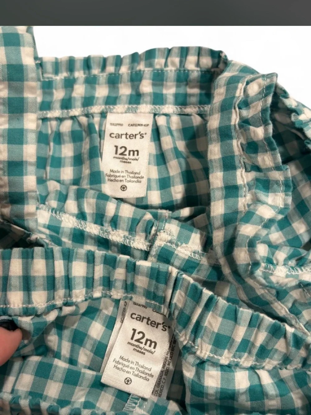 Carter's Teal and White Gingham Baby Two-Piece Set